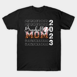 Senior 2023 Baseball Mom Leopard T-Shirt